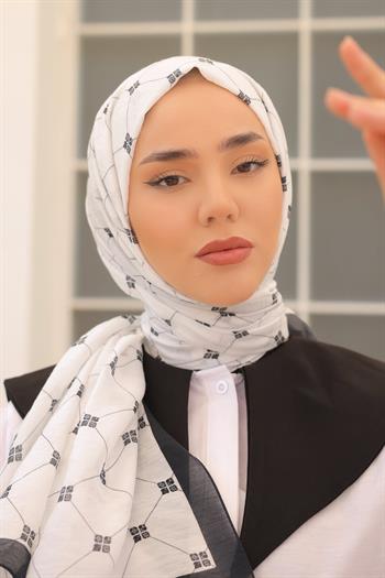 Silk Home Olinda Şal - 49003 - Beyaz Siyah