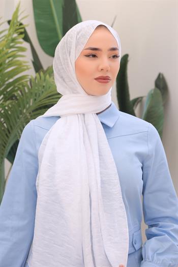 Silk Home Olinda Şal - Dalga Desenli - Beyaz