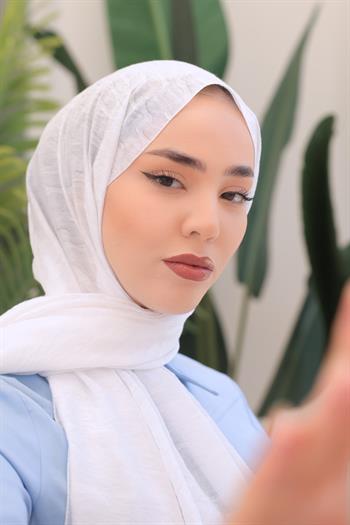 Silk Home Olinda Şal - Dalga Desenli - Beyaz