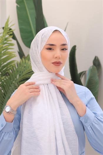 Silk Home Olinda Şal - Dalga Desenli - Beyaz