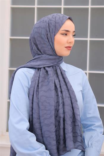 Silk Home Olinda Şal - Dalga Desenli - İndigo