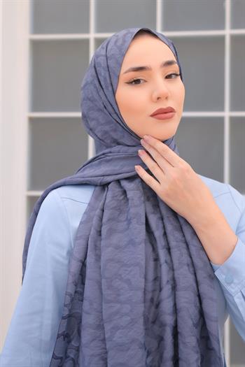 Silk Home Olinda Şal - Dalga Desenli - İndigo