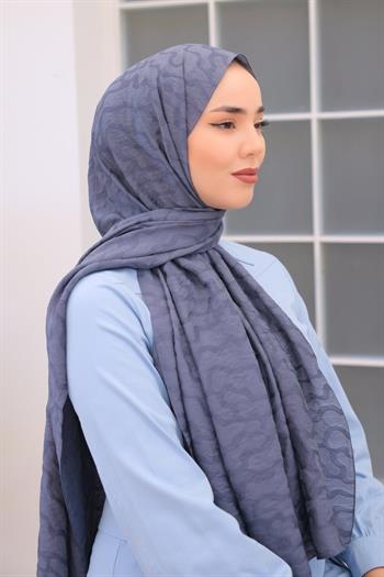 Silk Home Olinda Şal - Dalga Desenli - İndigo