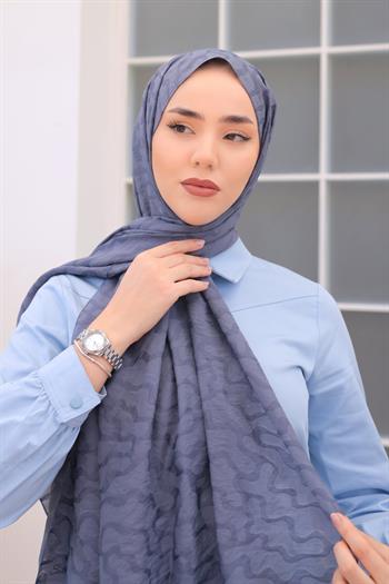 Silk Home Olinda Şal - Dalga Desenli - İndigo