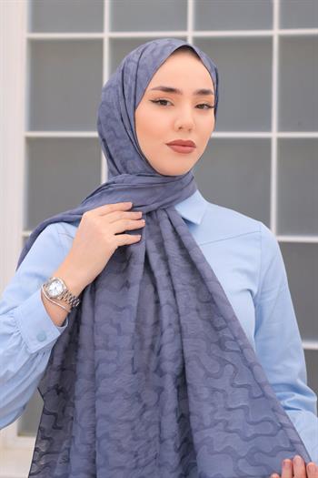 Silk Home Olinda Şal - Dalga Desenli - İndigo