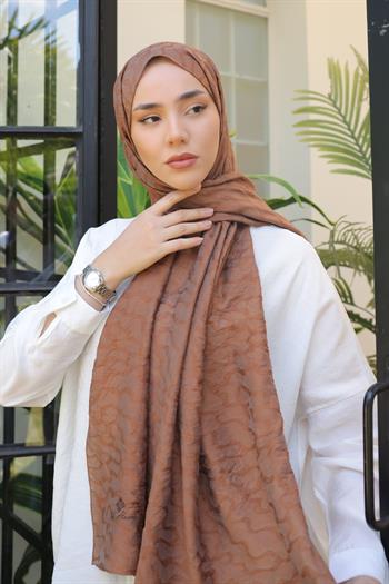 Silk Home Olinda Şal - Dalga Desenli - Kahve