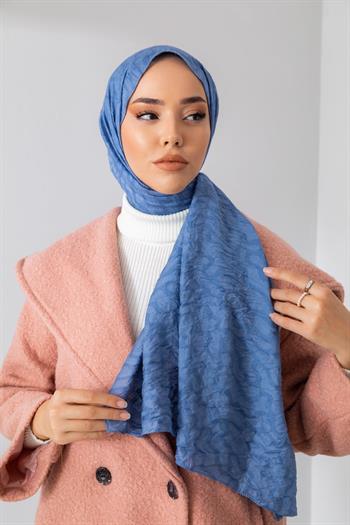 Silk Home Olinda Şal - Dalga Desenli - Kot Mavi