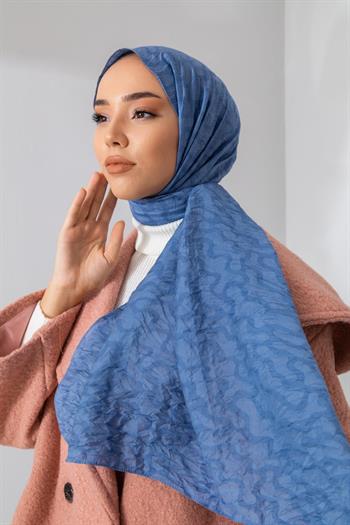 Silk Home Olinda Şal - Dalga Desenli - Kot Mavi