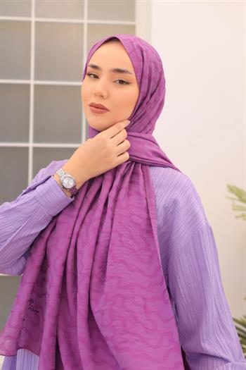 Silk Home Olinda Şal - Dalga Desenli - Mor