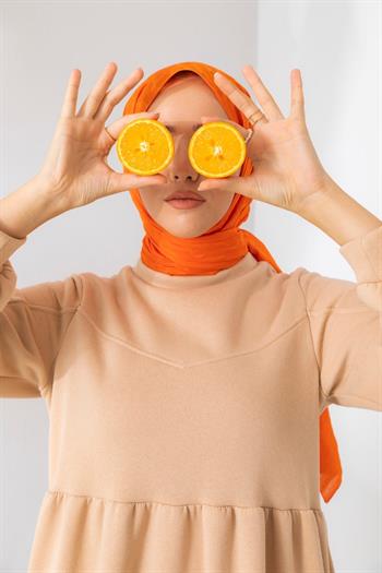 Silk Home Olinda Şal - Dalga Desenli - Turuncu