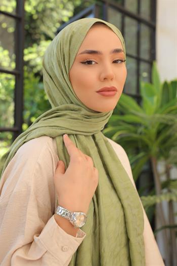 Silk Home Olinda Şal - Dalga Desenli - Yağ Yeşili