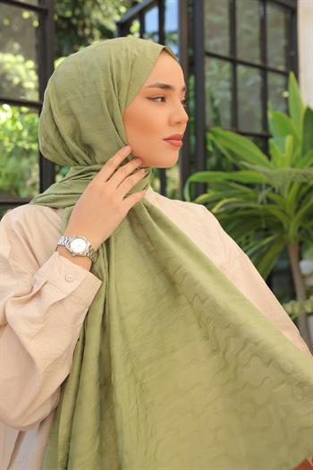 Silk Home Olinda Şal - Dalga Desenli - Yağ Yeşili