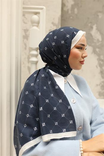 Silk Home Olinda Şal - 49003 - Lacivert Beyaz