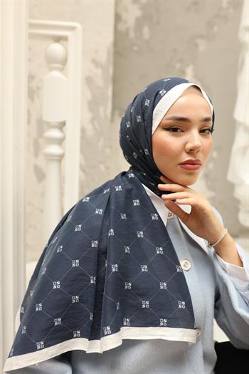 Silk Home Olinda Şal - 49003 - Lacivert Beyaz