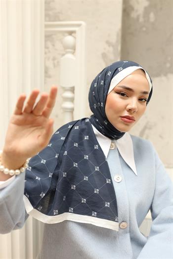 Silk Home Olinda Şal - 49003 - Lacivert Beyaz