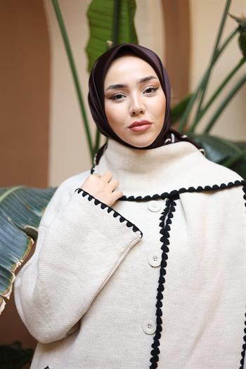 Silk Home Şeritli Micro Eşarp - Acı Kahve