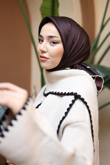 Silk Home Şeritli Micro Eşarp - Acı Kahve