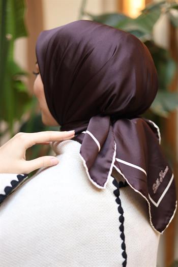 Silk Home Şeritli Micro Eşarp - Acı Kahve