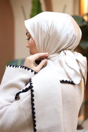 Silk Home Şeritli Micro Eşarp - Açık Bej