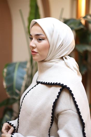 Silk Home Şeritli Micro Eşarp - Açık Bej