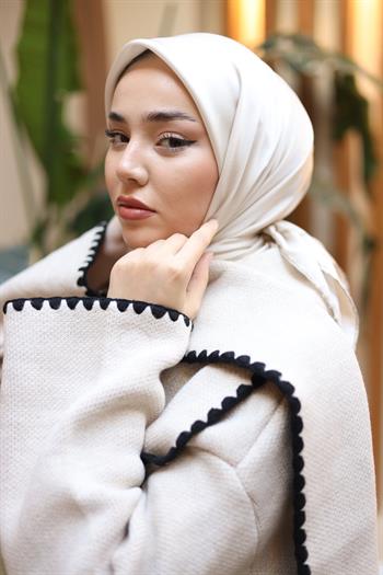 Silk Home Şeritli Micro Eşarp - Açık Bej