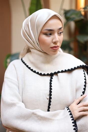 Silk Home Şeritli Micro Eşarp - Açık Bej