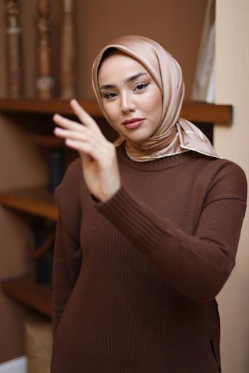 Silk Home Şeritli Micro Eşarp - Bej