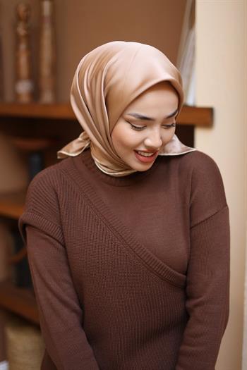 Silk Home Şeritli Micro Eşarp - Bej