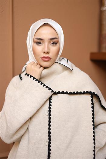 Silk Home Şeritli Micro Eşarp - Beyaz