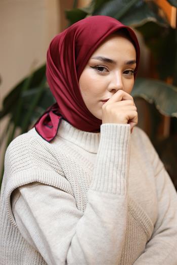 Silk Home Şeritli Micro Eşarp - Bordo