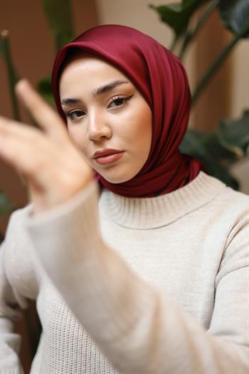 Silk Home Şeritli Micro Eşarp - Bordo