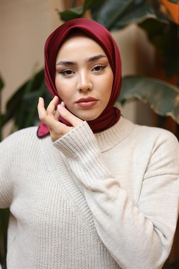 Silk Home Şeritli Micro Eşarp - Bordo