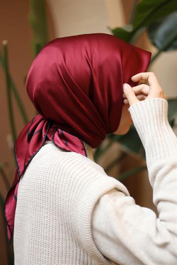 Silk Home Şeritli Micro Eşarp - Bordo