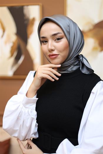 Silk Home Şeritli Micro Eşarp - Füme