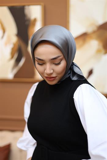 Silk Home Şeritli Micro Eşarp - Füme