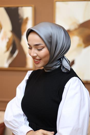 Silk Home Şeritli Micro Eşarp - Füme