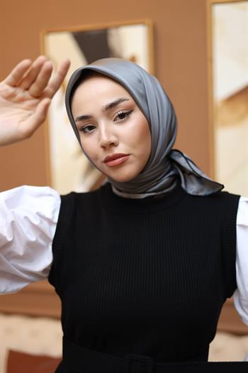 Silk Home Şeritli Micro Eşarp - Füme