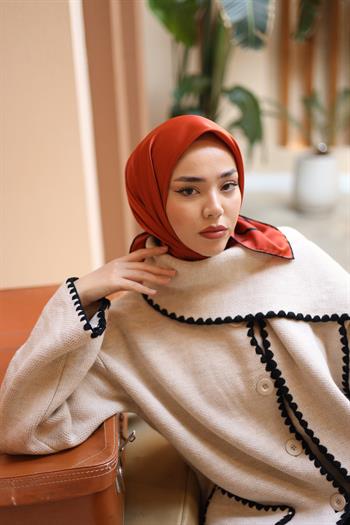 Silk Home Şeritli Micro Eşarp - Kiremit