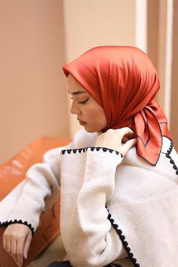 Silk Home Şeritli Micro Eşarp - Kiremit