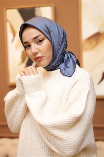Silk Home Şeritli Micro Eşarp - Kot Mavi
