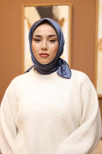 Silk Home Şeritli Micro Eşarp - Kot Mavi