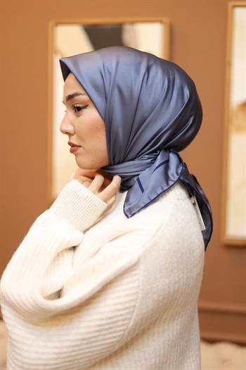Silk Home Şeritli Micro Eşarp - Kot Mavi