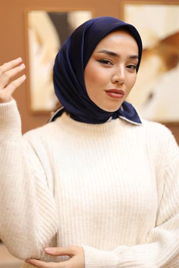 Silk Home Şeritli Micro Eşarp - Lacivert