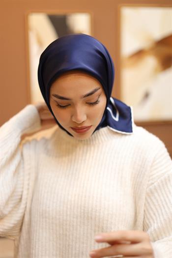 Silk Home Şeritli Micro Eşarp - Lacivert