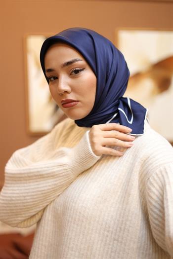 Silk Home Şeritli Micro Eşarp - Lacivert