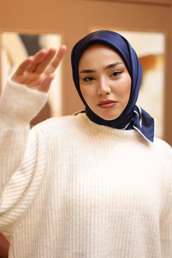 Silk Home Şeritli Micro Eşarp - Lacivert