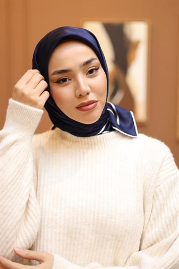 Silk Home Şeritli Micro Eşarp - Lacivert