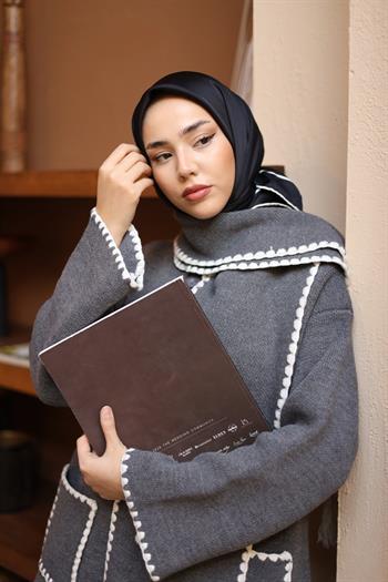 Silk Home Şeritli Micro Eşarp - Siyah