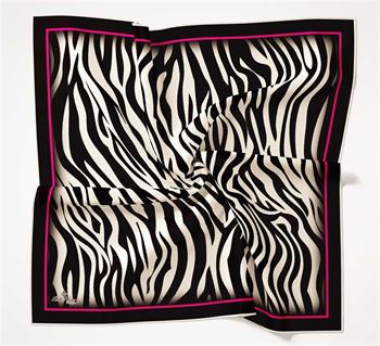 Silk Home Twill Eşarp - Zebra Desen - Fuşya
