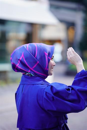 Silk Home Twill İpek Eşarp - 11388-15 Morcivert Fuşya